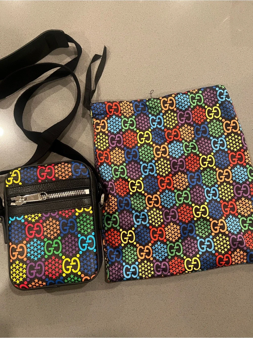 Gucci psychedelic/Multicolor GG Logo Messenger Bag with Pouch